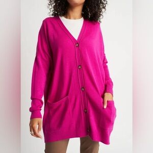 Kit & ace travel on pink button front merino wool cardigan size small